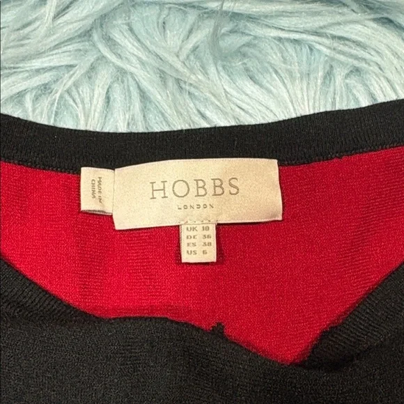 Hobbs London Black Red Jodie Knitted A-line Dress - Picture 3 of 8